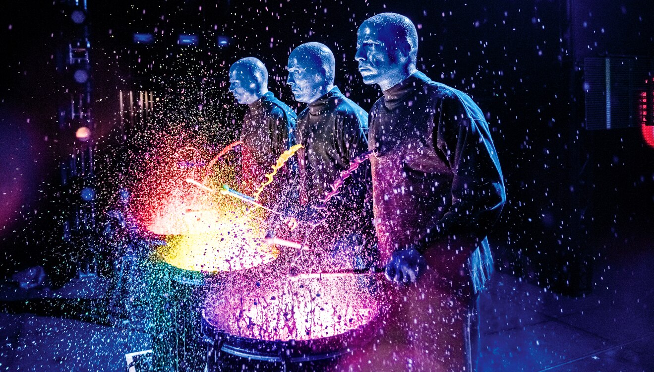 Blue Man Group colorful drums